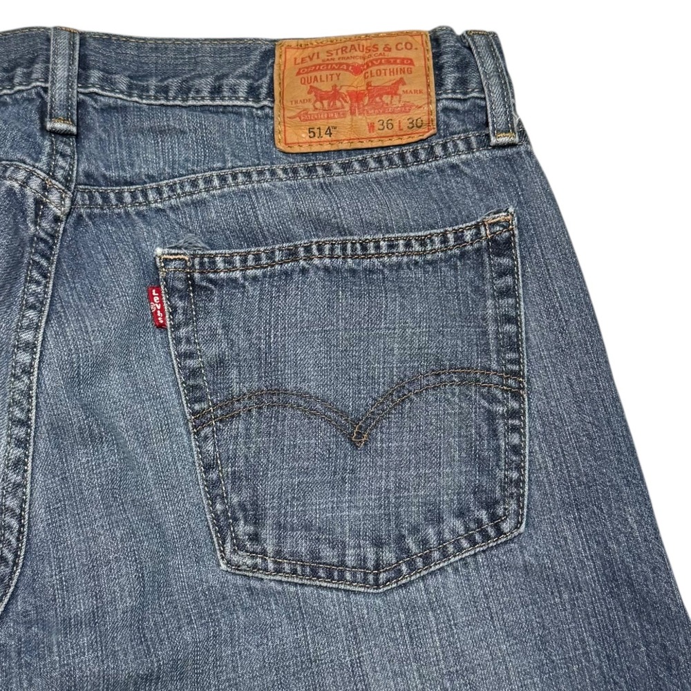 Levi's 514 Slim Straight Medium Wash 100% Cotton Denim Jeans Men's 36x30 - Picture 3 of 10